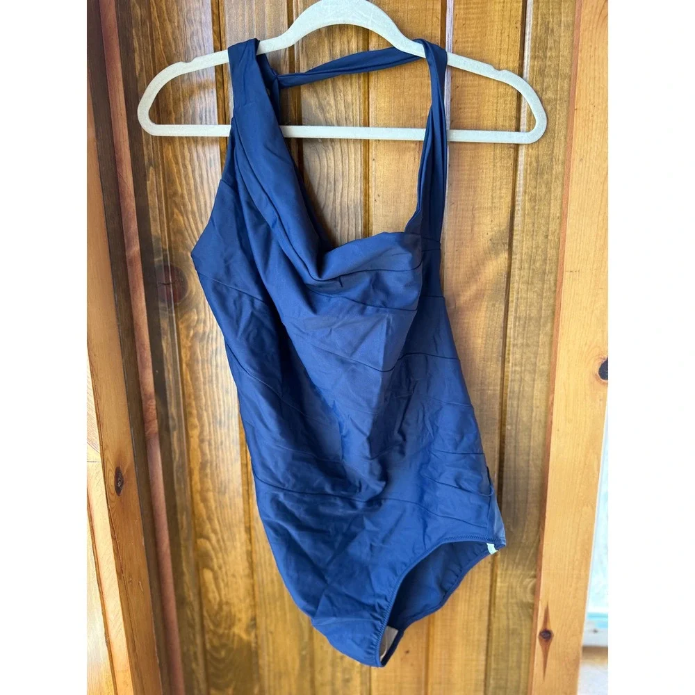 Summersalt The Sidestroke One Shoulder‎ One Piece Swimsuit Navy Womens Size 14